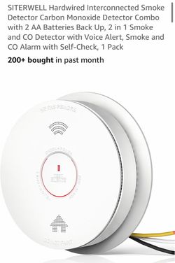 SITERWELL Hardwired Interconnected Smoke Detector Carbon Monoxide Detector Combo with 2 AA Batteries Back Up, 2 in 1 Smoke and CO Detector with Voice