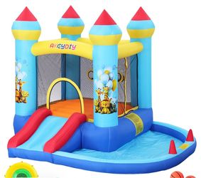 Inflatable Bounce House with Slide and Pool