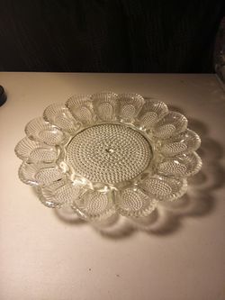 Vintage Indiana Clear Hobnail Glass Deviled Egg Dish Plate Tray 15 Eggs