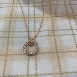 Tiffany & Co. Rose Gold Double-Layered Hoop Necklace, Adorned With A Dazzling Array Of Diamonds. 