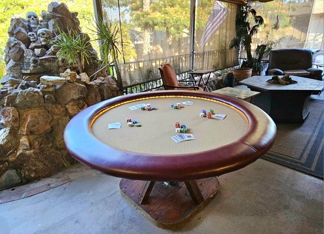 Custom-built poker table.