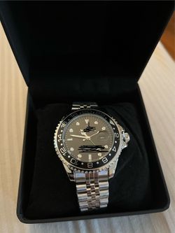 Silver and black watch