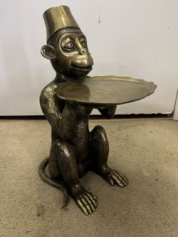 Antique solid Brass hand carved Monkey display statue