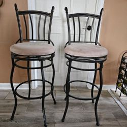 Iron and Suede Bar Stools