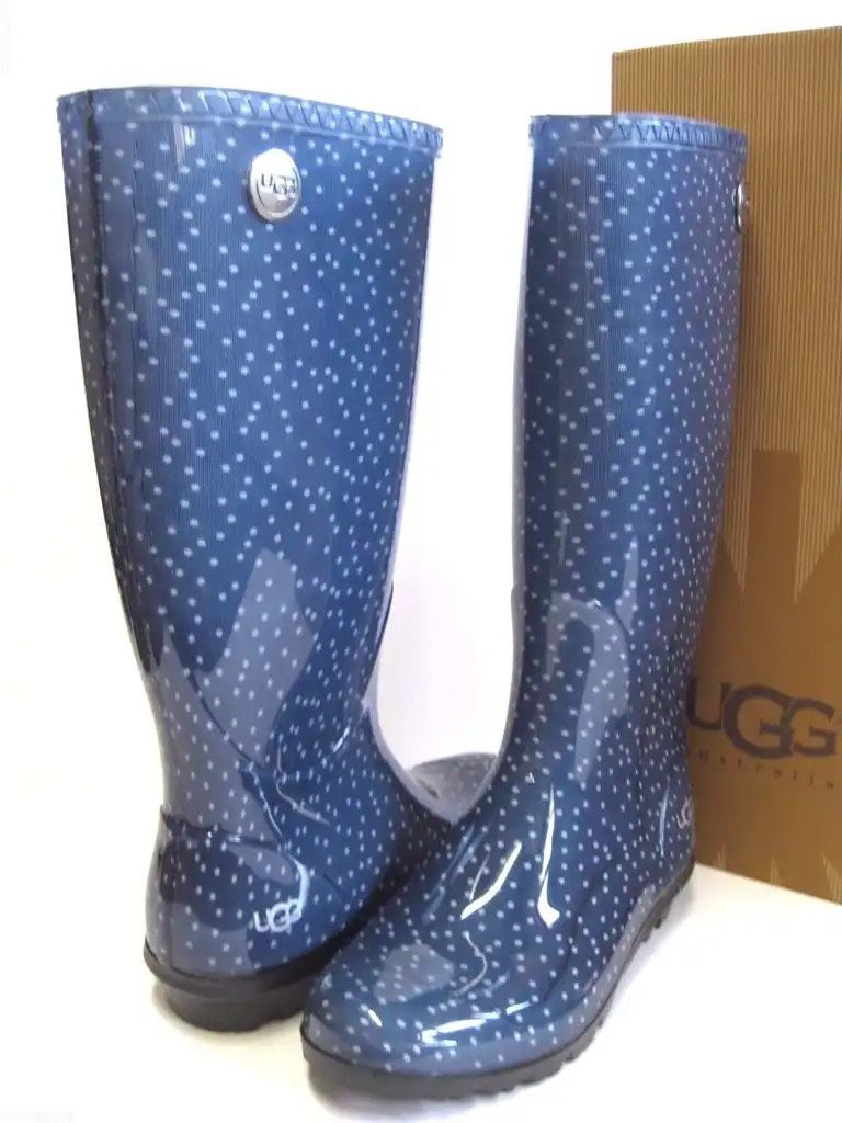 Ugg Rain boots blue polka dot - woman size 5