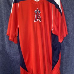 Majestic Men's Anaheim Angels red baseball jersey t-shirt.