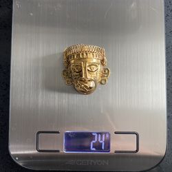 1988 Gold Pendant Xipe Totec Mask Hand Crafted In Mexico 🇲🇽 rare vintage collection