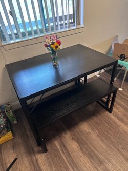 Modern Black Dining Table Set w/ Benches – Sleek & Space-Saving