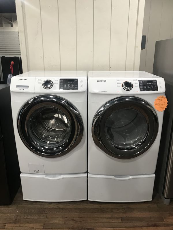 NEW SCRATCH AND DENT! SAMSUNG WASHER AND STEAM GAS DRYER SET WIH