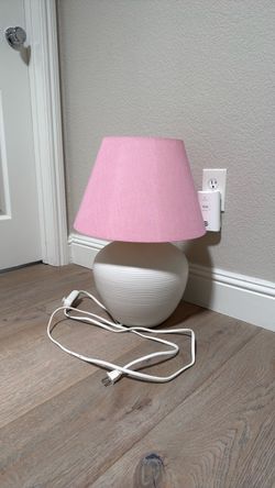 Small Table Lamp with Pink Shade