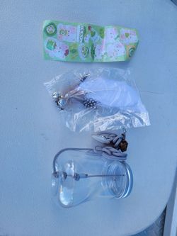 Small Glass Jar with Rope Hanger and Feather Charm