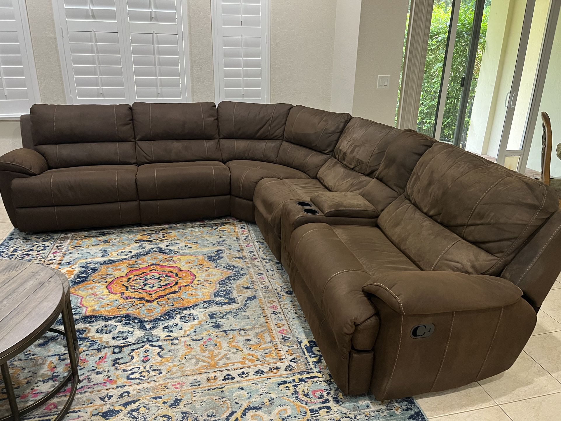 Large Brown Microfiber Sectional Couch