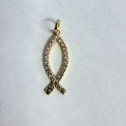 14K Gold & CZ Fish Pendant 