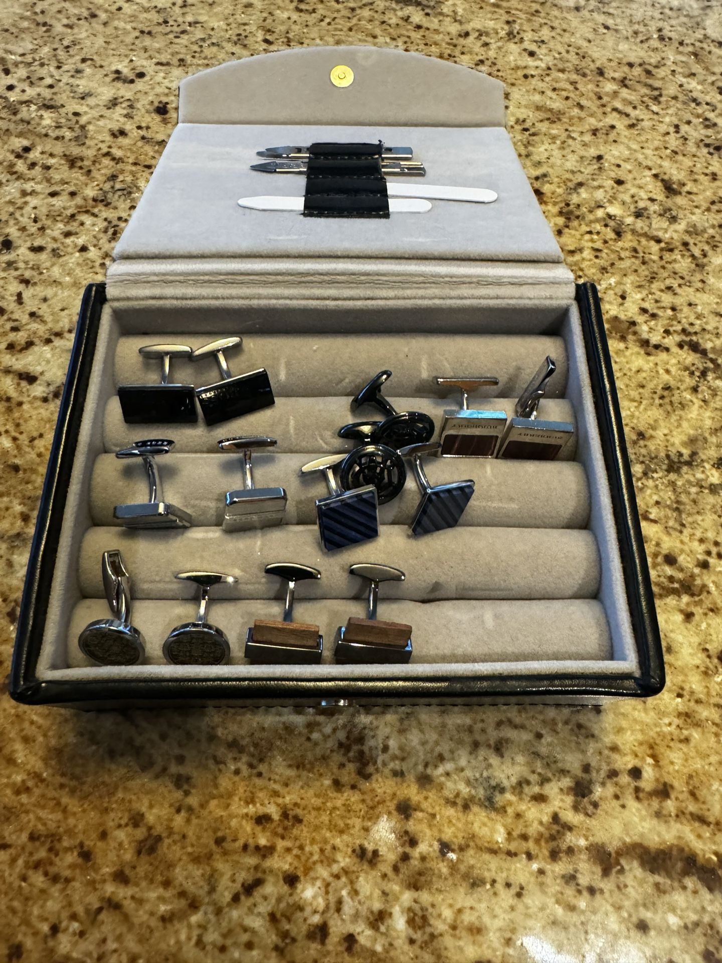 Burberry, Alfred Dunhill, And Hugo Boss Cufflinks , Box And Collar Stays