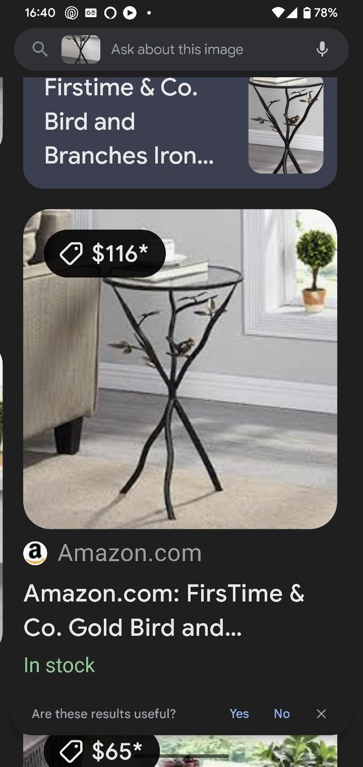 Metal And Glass End Table