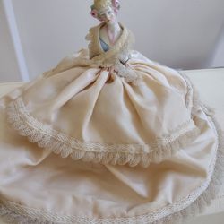 Antique Porcelain Doll Pin Cushion 