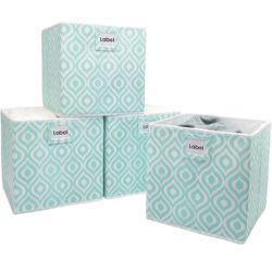 JS HOME Storage Cubes,4-pack, Foldable Fabric Storage Cubes Boxes, Cube Storage Bins for Organizing, Cubes Basket Containers for Shelves, Grey,11"x$10