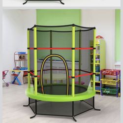 55” Toddler Trampoline, Indoor Trampoline for Kids, ASTM Approved Small Trampoline with Safety Enclosure Net & Double-Sided Zipper, Ideal Gift for Boy