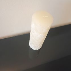 Candle 3"D X 9"H Round, Elegantly Decorated White Lenox Candle