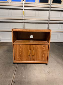 Wood Rolling Storage Cabinet with Shelf