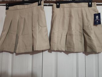 Lots of 2 NWT Girl's Uniform Skirts By IZOD,  Khaki, Sz. 10.5 Plus