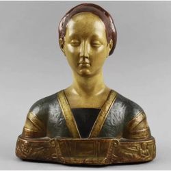 Beautiful Hand Painted Terracotta Bust of The Princessa d'Aragona
