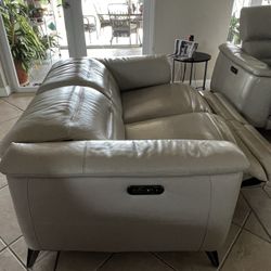 Real Leather Reclining Sofa/ Couch