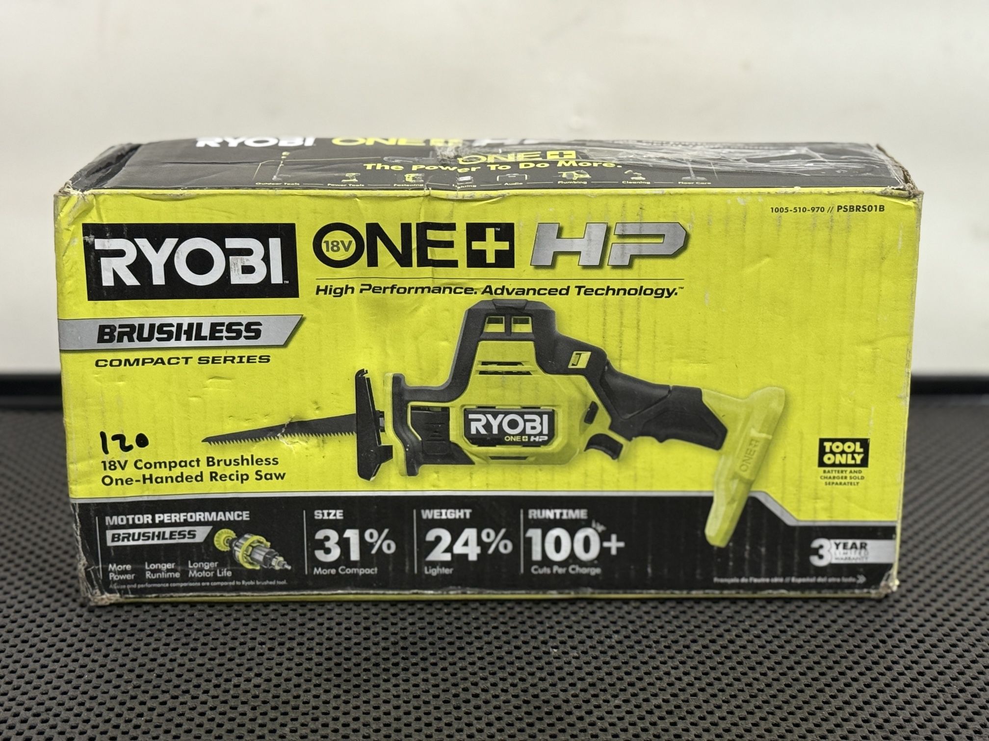 RYOBI ONE+ HP 18V Brushless Cordless Compact One-Handed Reciprocating Saw (Tool Only) USED LIKE NEW