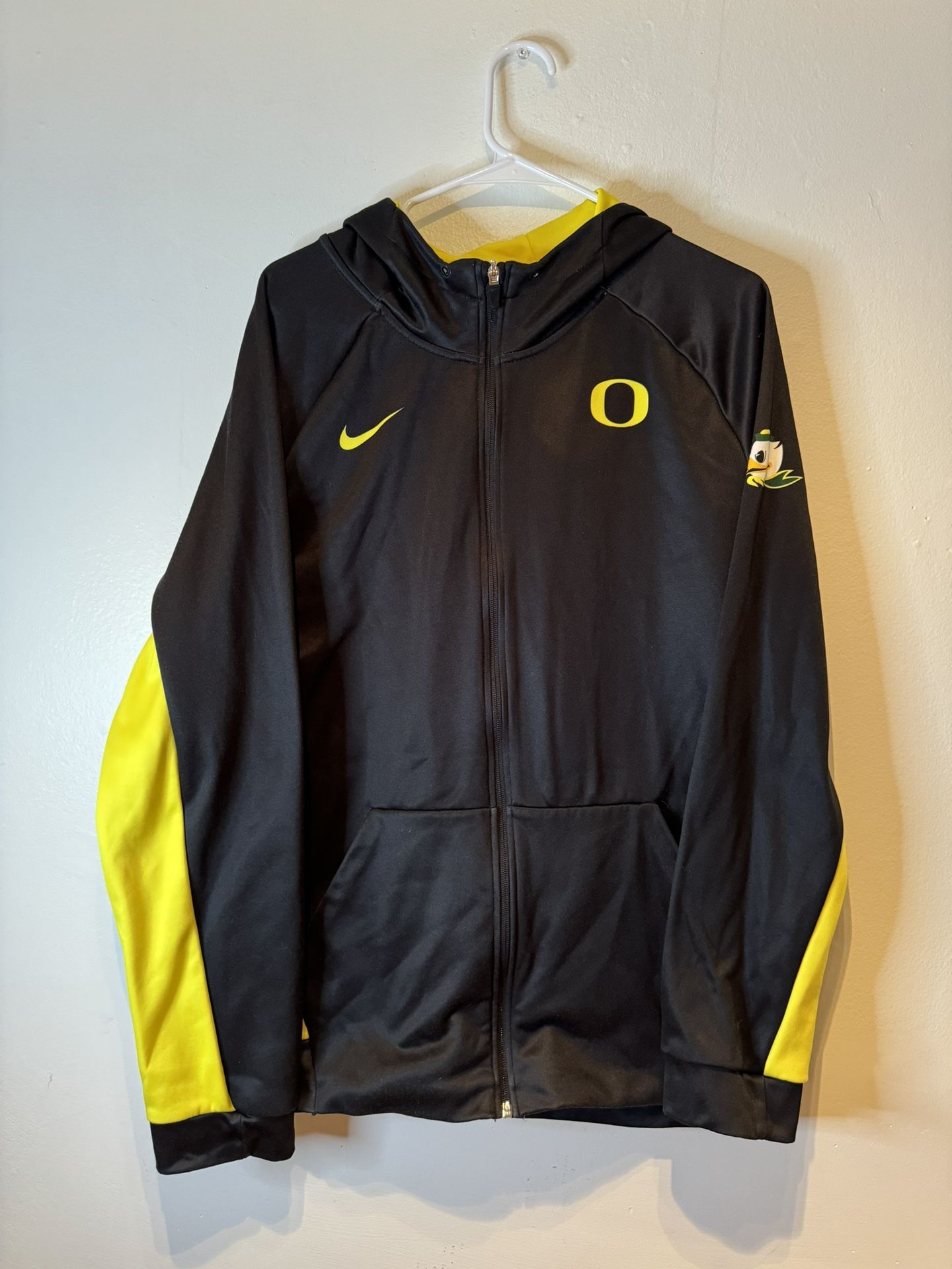 NIKE dri-fit university oregon ducks hoodie full zip track style Jacket sz L