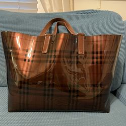 Burberry Tote Large Pvc And Leather Bag