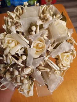 Wedding Bouquet with hand made Migajon Flowers