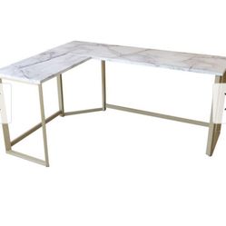 white faux marble L-Shaped Desks