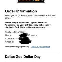 Dallas Zoo Tickets August 5th