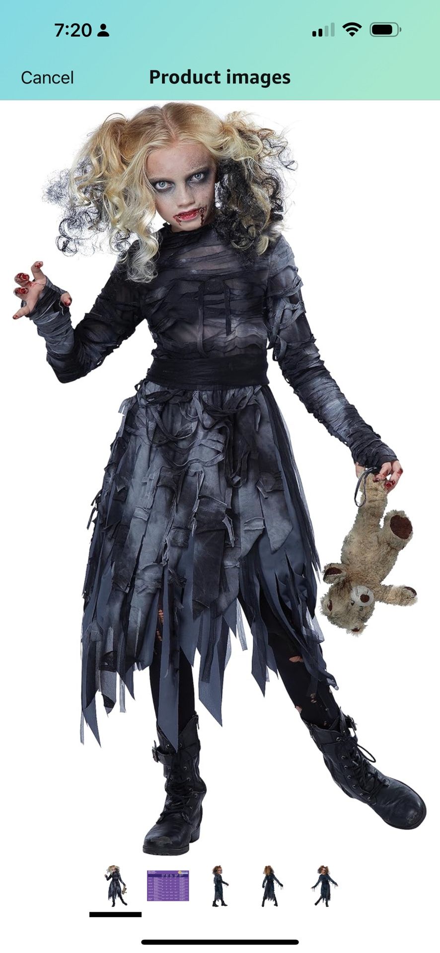 New Child Zombie Girls Halloween Costume Size Small