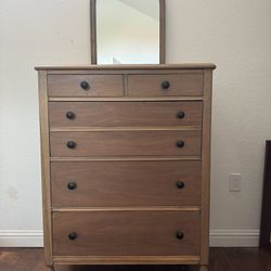 Handsome Antique Chest Of Drawers Cabinet Dresser Desk With Mirror 