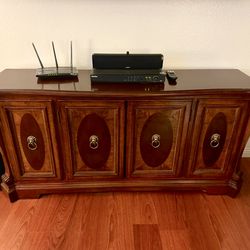 Mahogany Entertainment Center Console Credenza Table Antique Furniture For Living Room TV