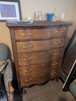Refinished vintage tiger oak dresser tallboy