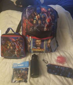 BACK TO SCHOOL AVENGERS bookbag set Capt America 7 PC BACKPACK SET BRAND NEW