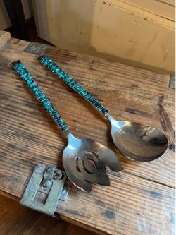 Beaded Salad Serving Fork and Spoon.