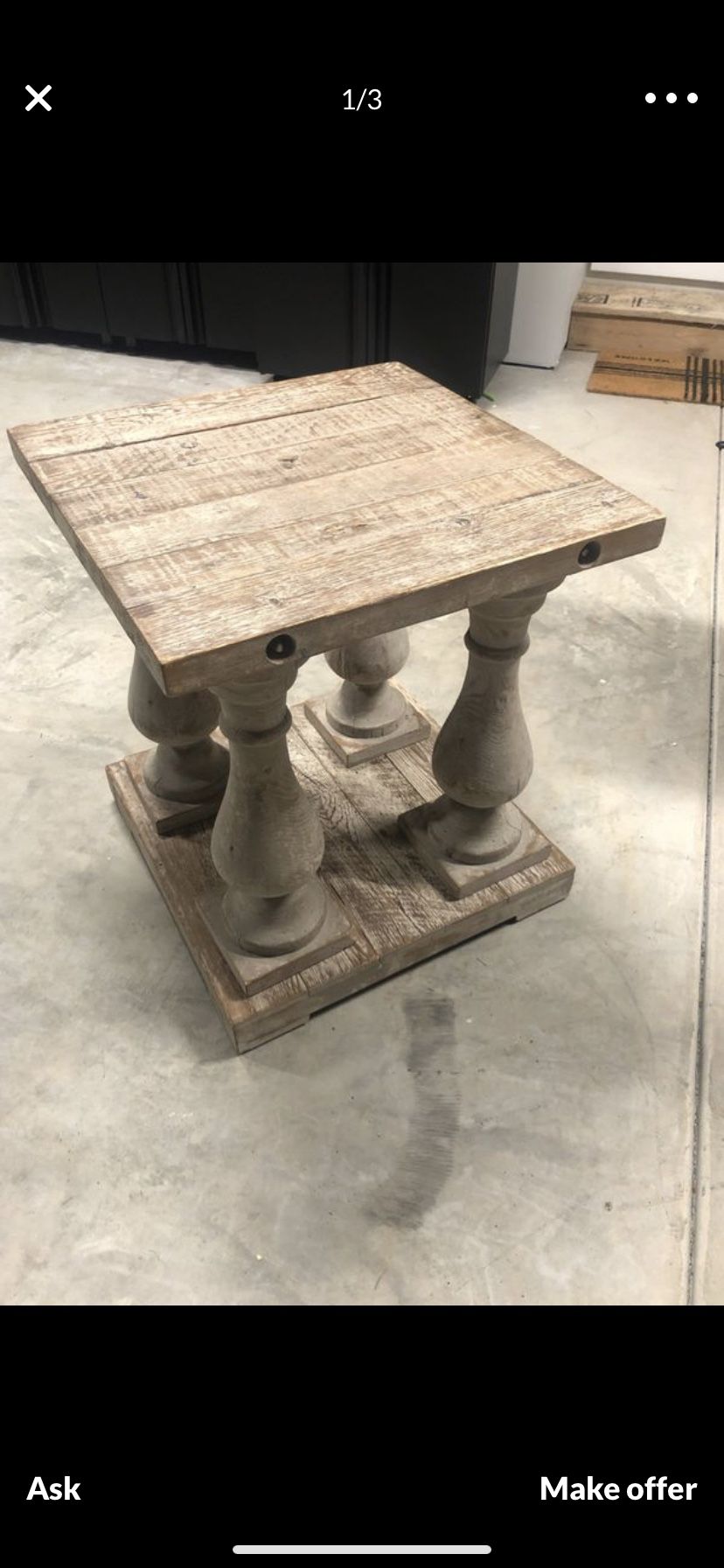 Light grey distressed side table