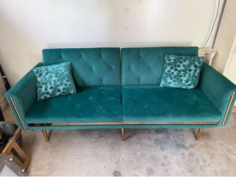 Green velvet futon