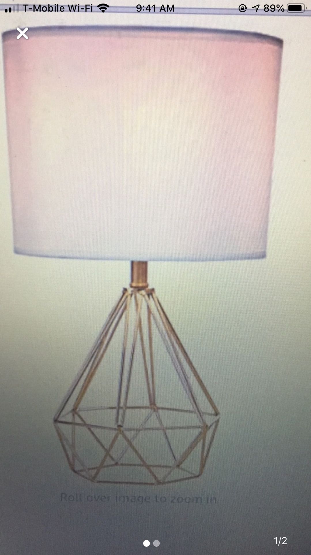 Gold small diamond wire shaped lamp new w shade