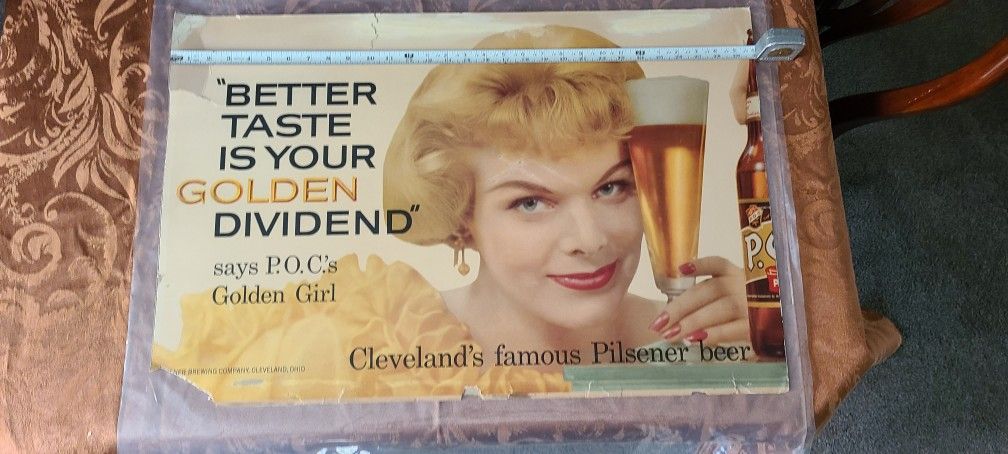 Vintage POC BEER cardboard Poster