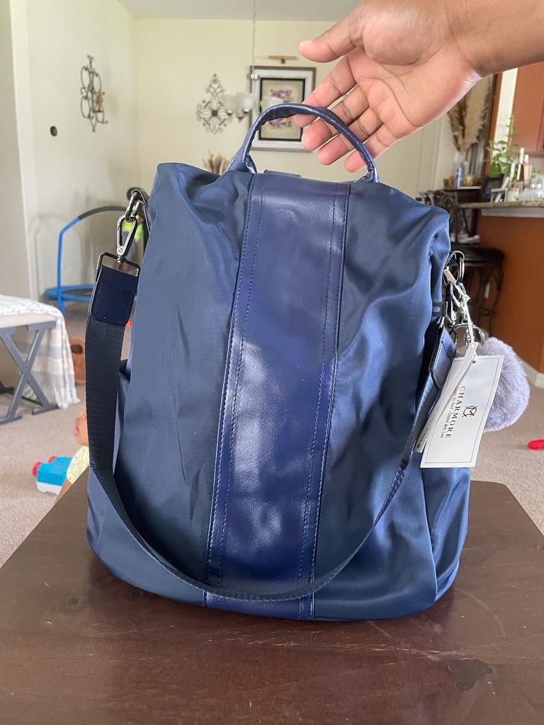 Navy Blue Nylon Backpack