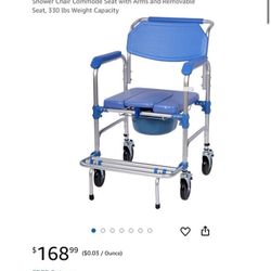 (NEW) Shower Chair with Wheels 3 in 1 Bedside Commode Chair
Transport Toilet Chair Lightweight Toilet Rolling
Shower Chair Commode Seat with Arms 