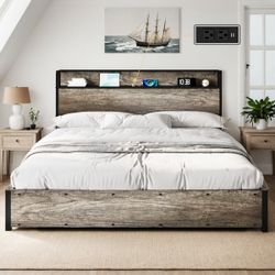 VanAcc King Size Bed Frame and Headboard, Upholstered (Color Not Sure) $120