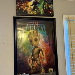 Professionally Framed Marvel Guardians of the Galaxy Poster & Avengers Endgame Canvas Print