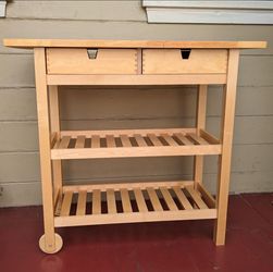 IKEA Forhoja Kitchen cart, birch, 39 3/8"x16 7/8" Butcher Block Kitchen Island Bar Table