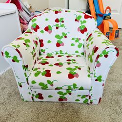 Strawberry Print Kids Chair Wooden Frame