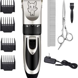 Dog Grooming Kit Clippers, Low Noise, Electric Quiet, Rechargeable, Cordless, Pet Hair Thick Coats Clippers Trimmers Set, Suitable for Dogs, Cats, and Thumbnail